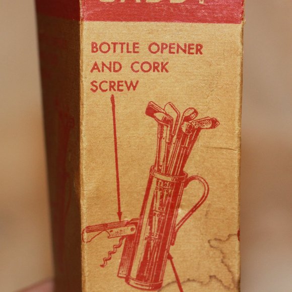 1960'S BAR LIQUOR 19TH HOLE GOLF CLUB SWIZZLE STICKS BOTTLE OPENER CADDY ORG BOX - Picture 2 of 4
